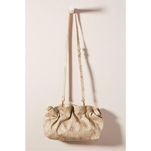 Anthropologie • Jory Clutch purse crossbody bag ruffle python snakeskin beige